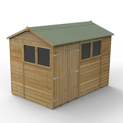 Forest Timberdale 10x6 Reverse Apex Shed - Double Door - 4 Window - 1 Opening - JJ Building Materials