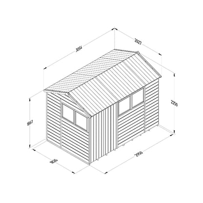 Forest Timberdale 10x6 Reverse Apex Shed - Double Door - 4 Window - 1 Opening - JJ Building Materials
