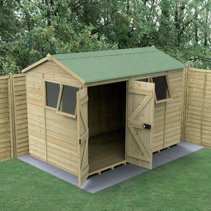 Forest Timberdale 10x6 Reverse Apex Shed - Double Door - 4 Window - 2 Opening - JJ Building Materials