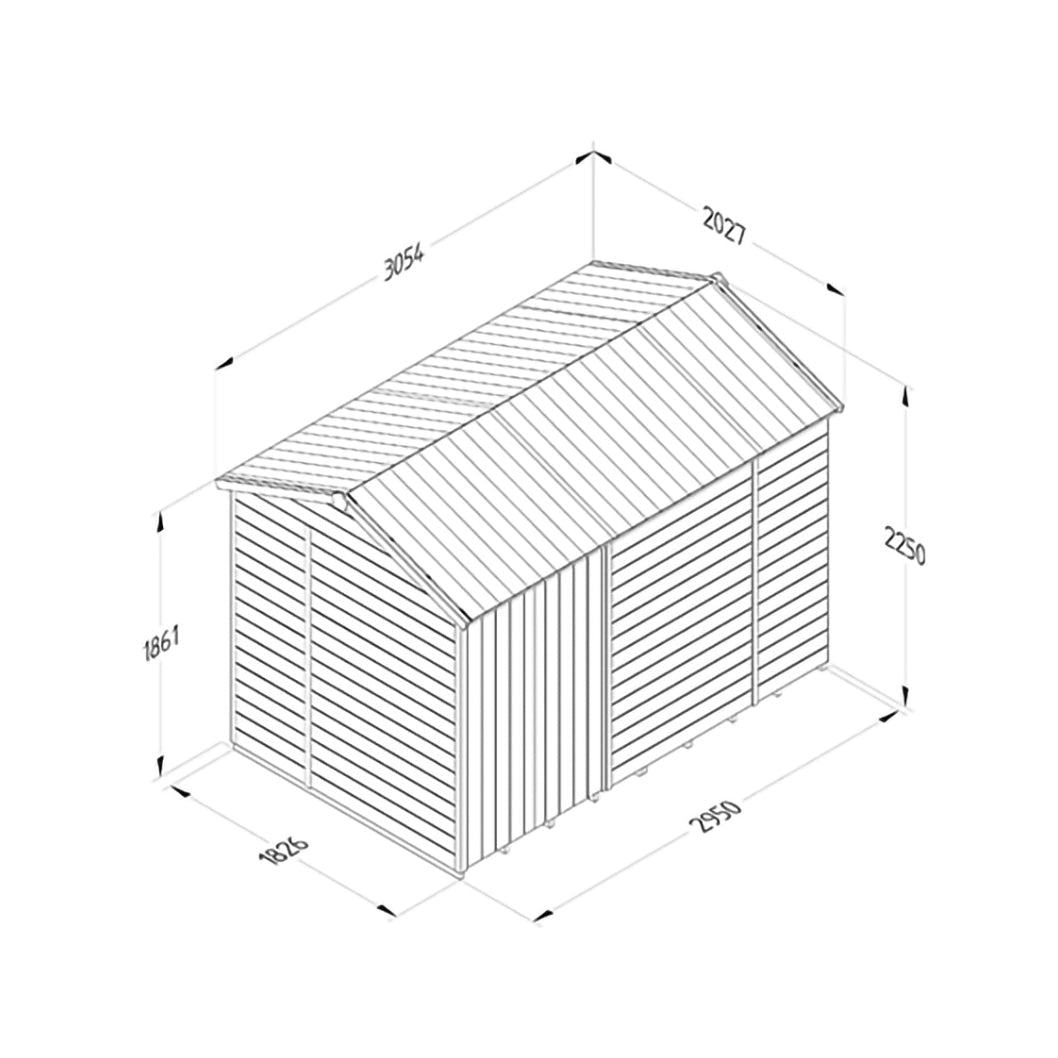 Forest Timberdale 10x6 Reverse Apex Shed - Double Door - No Windows - JJ Building Materials