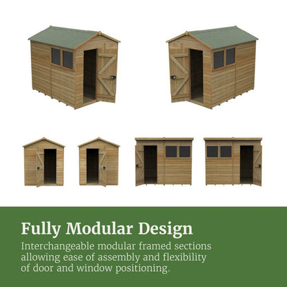 Forest Timberdale 10x8 Reverse Apex Shed - Double Door - 4 Window - 1 Opening - JJ Building Materials