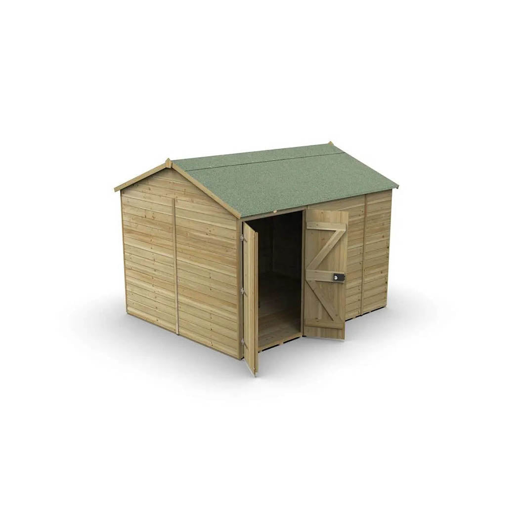Forest Timberdale 10x8 Reverse Apex Shed - Double Door - No Windows - JJ Building Materials