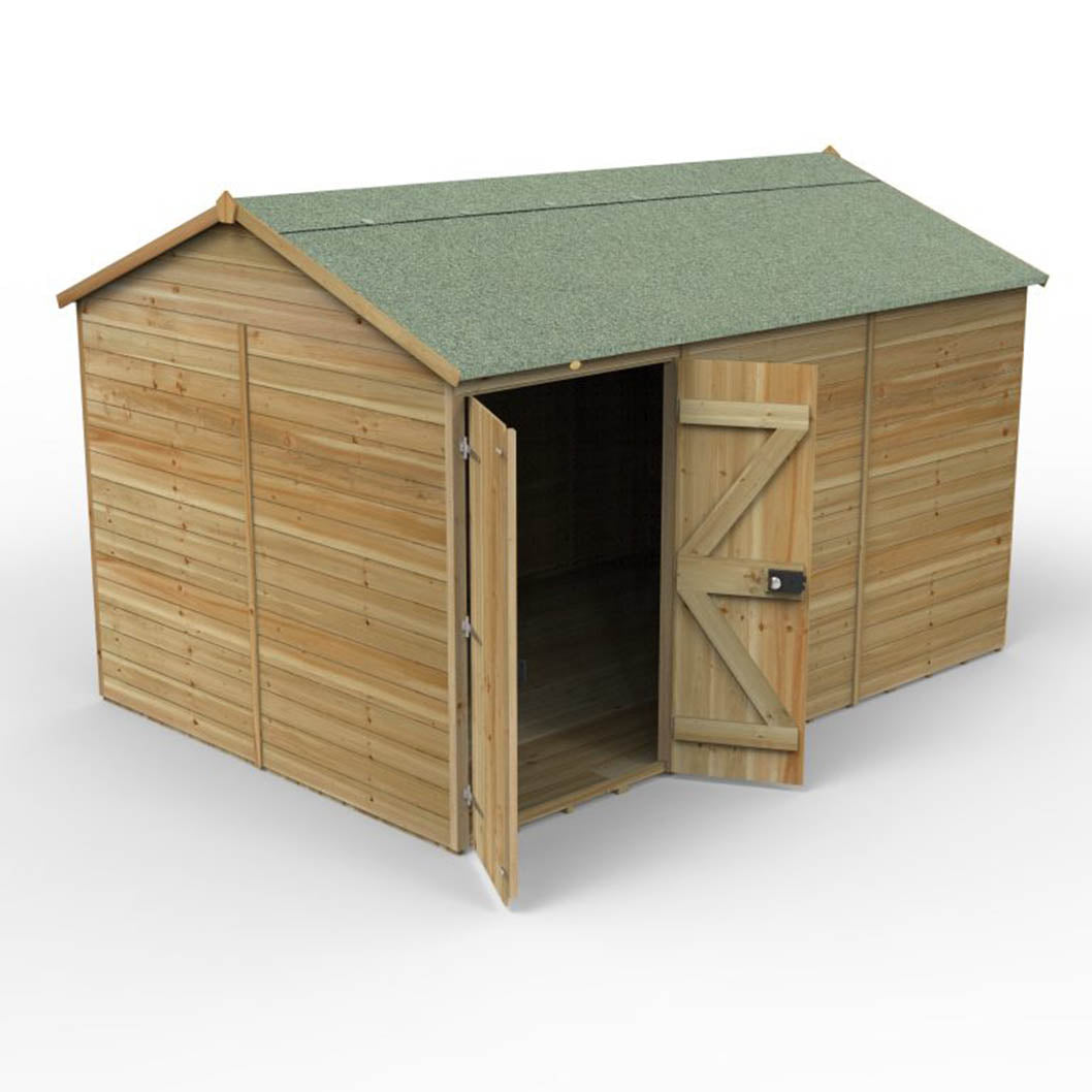 Forest Timberdale 12x8 Reverse Apex Shed - Double Door - No Windows - JJ Building Materials