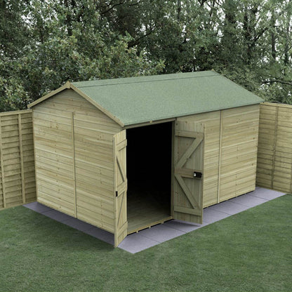 Forest Timberdale 12x8 Reverse Apex Shed - Double Door - No Windows - JJ Building Materials