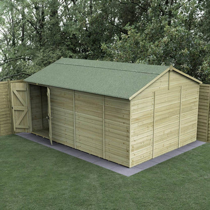 Forest Timberdale 15x10 Reverse Apex Shed - Double Door - No Windows - JJ Building Materials