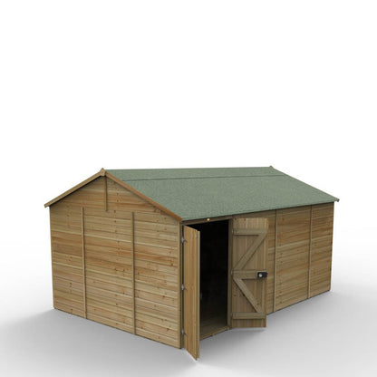 Forest Timberdale 15x10 Reverse Apex Shed - Double Door - No Windows - JJ Building Materials