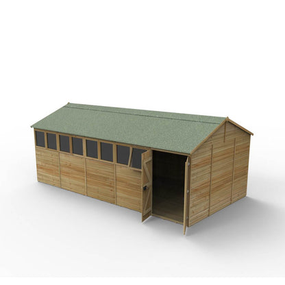 Forest Timberdale 20x10 Reverse Apex Shed - Double Door - 8 Window - 2 Opening - JJ Building Materials