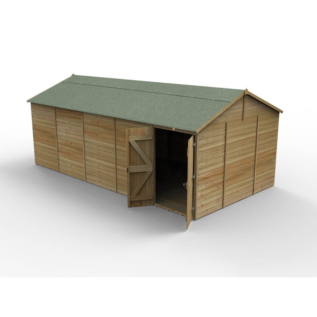 Forest Timberdale 20x10 Reverse Apex Shed - Double Door - No Windows - JJ Building Materials