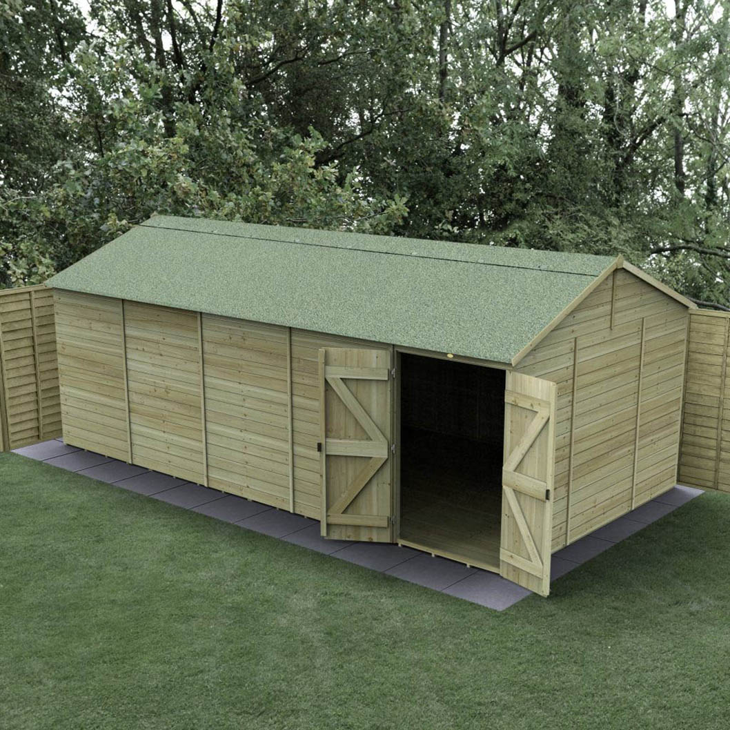 Forest Timberdale 20x10 Reverse Apex Shed - Double Door - No Windows - JJ Building Materials