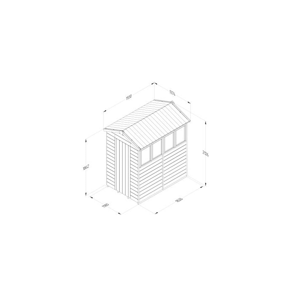 Forest Timberdale 4x6 Apex Shed - 4 Windows - 2 Opening - JJ Building Materials