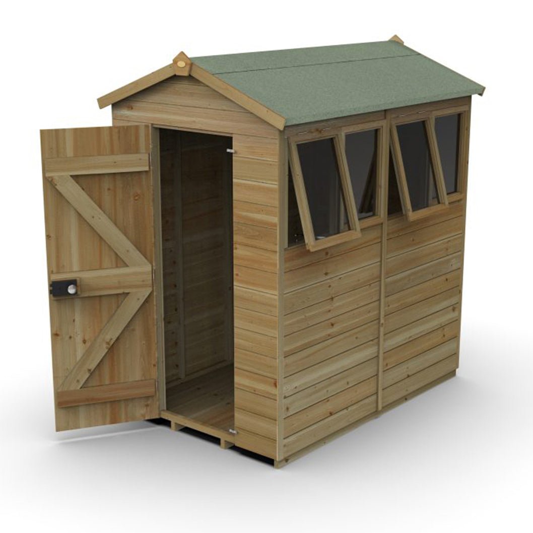 Forest Timberdale 4x6 Apex Shed - 4 Windows - 2 Opening - JJ Building Materials