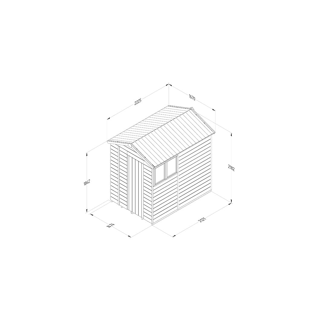 Forest Timberdale 5x7 Apex Shed - 2 Windows - 1 Opening - JJ Building Materials