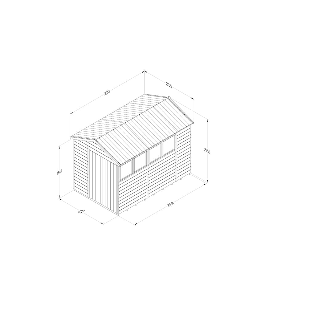 Forest Timberdale 6x10 Apex Shed - Double Door - 4 Windows - 1 Opening - JJ Building Materials