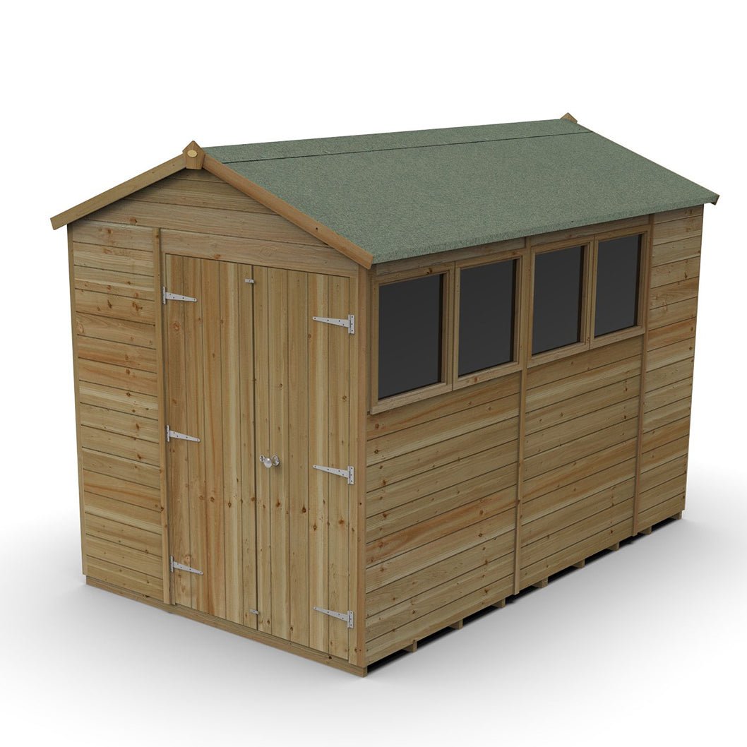Forest Timberdale 6x10 Apex Shed - Double Door - 4 Windows - 2 Opening - JJ Building Materials