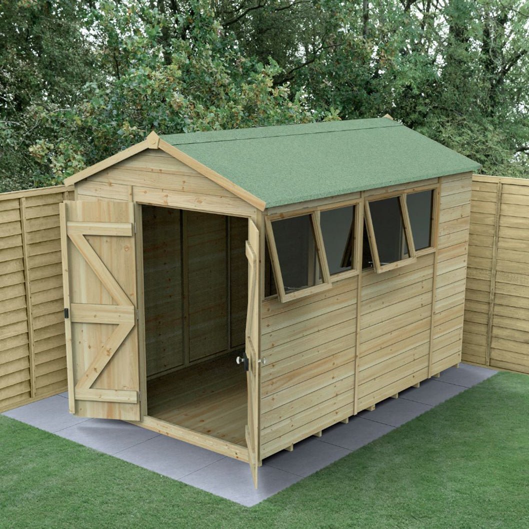 Forest Timberdale 6x10 Apex Shed - Double Door - 4 Windows - 2 Opening - JJ Building Materials