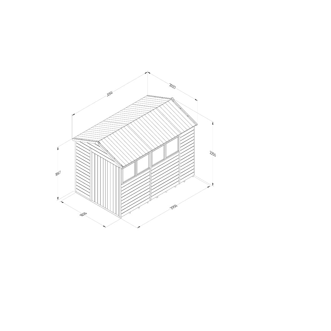 Forest Timberdale 6x10 Apex Shed - Double Door - 4 Windows - 2 Opening - JJ Building Materials