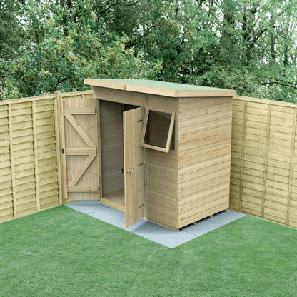 Forest Timberdale 6x4 Pent Shed - Double Door - 1 Window - 1 Opening - JJ Building Materials