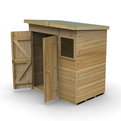 Forest Timberdale 6x4 Pent Shed - Double Door - 1 Window - 1 Opening - JJ Building Materials