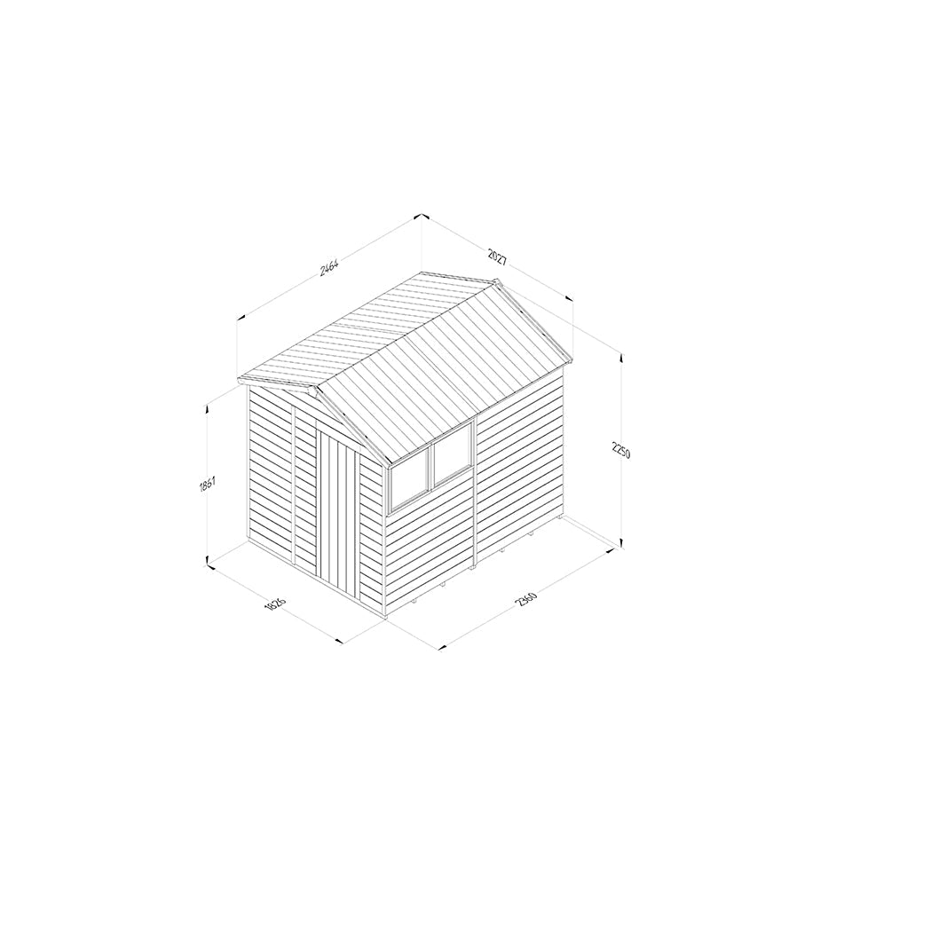 Forest Timberdale 6x8 Apex Shed - 2 Windows - 2 Opening - JJ Building Materials