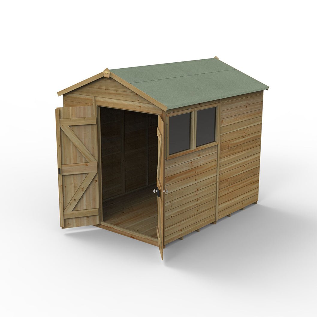 Forest Timberdale 6x8 Apex Shed - Double Door - 2 Windows - 1 Opening - JJ Building Materials