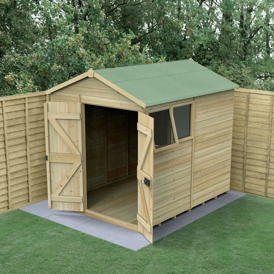 Forest Timberdale 6x8 Apex Shed - Double Door - 2 Windows - 1 Opening - JJ Building Materials