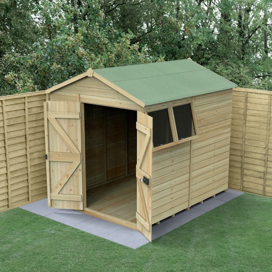 Forest Timberdale 6x8 Apex Shed - Double Door - 2 Windows - 2 Opening - JJ Building Materials