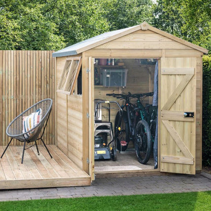 Forest Timberdale 6x8 Apex Shed - Double Door - 2 Windows - 2 Opening - JJ Building Materials