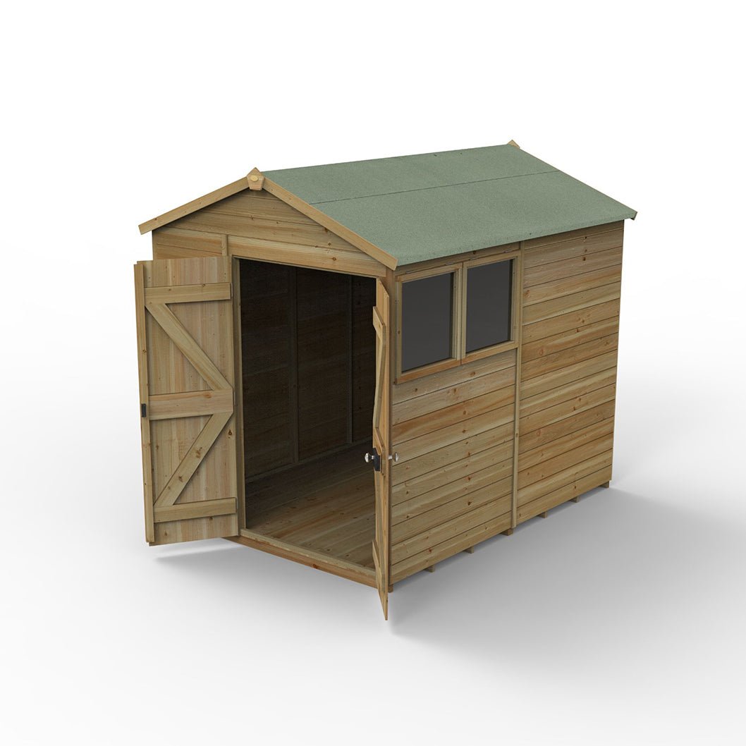 Forest Timberdale 6x8 Apex Shed - Double Door - 2 Windows - 2 Opening - JJ Building Materials