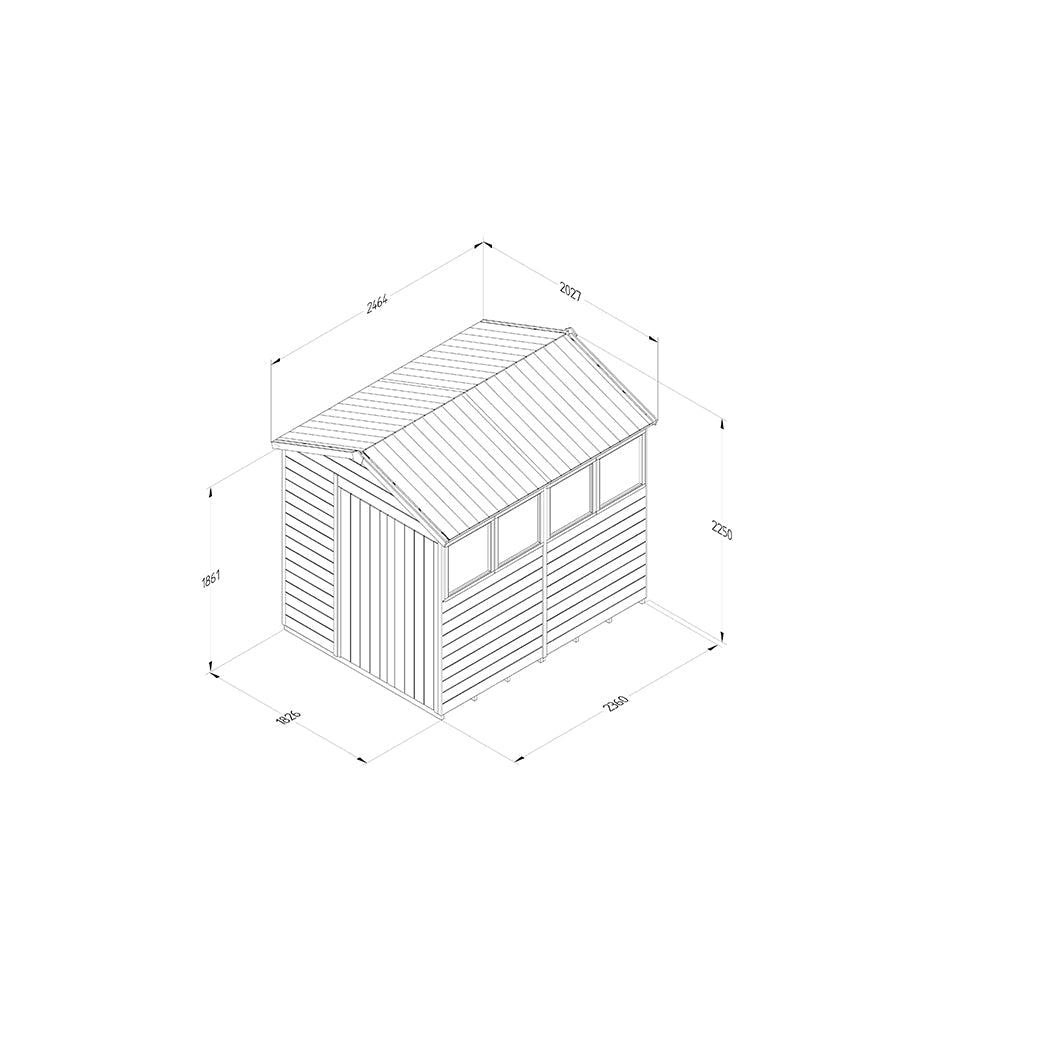 Forest Timberdale 6x8 Apex Shed - Double Door - 4 Windows - 1 Opening - JJ Building Materials