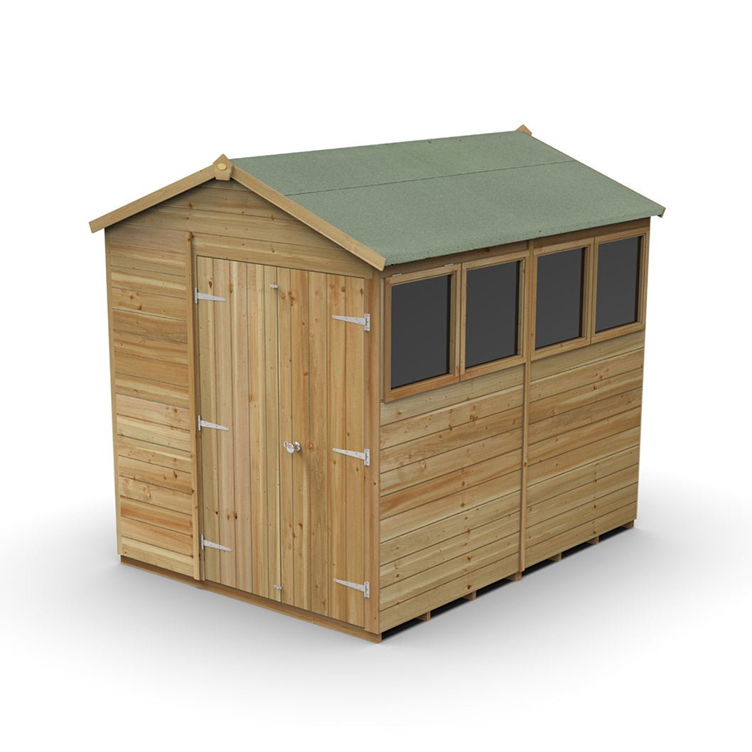 Forest Timberdale 6x8 Apex Shed - Double Door - 4 Windows - 1 Opening - JJ Building Materials