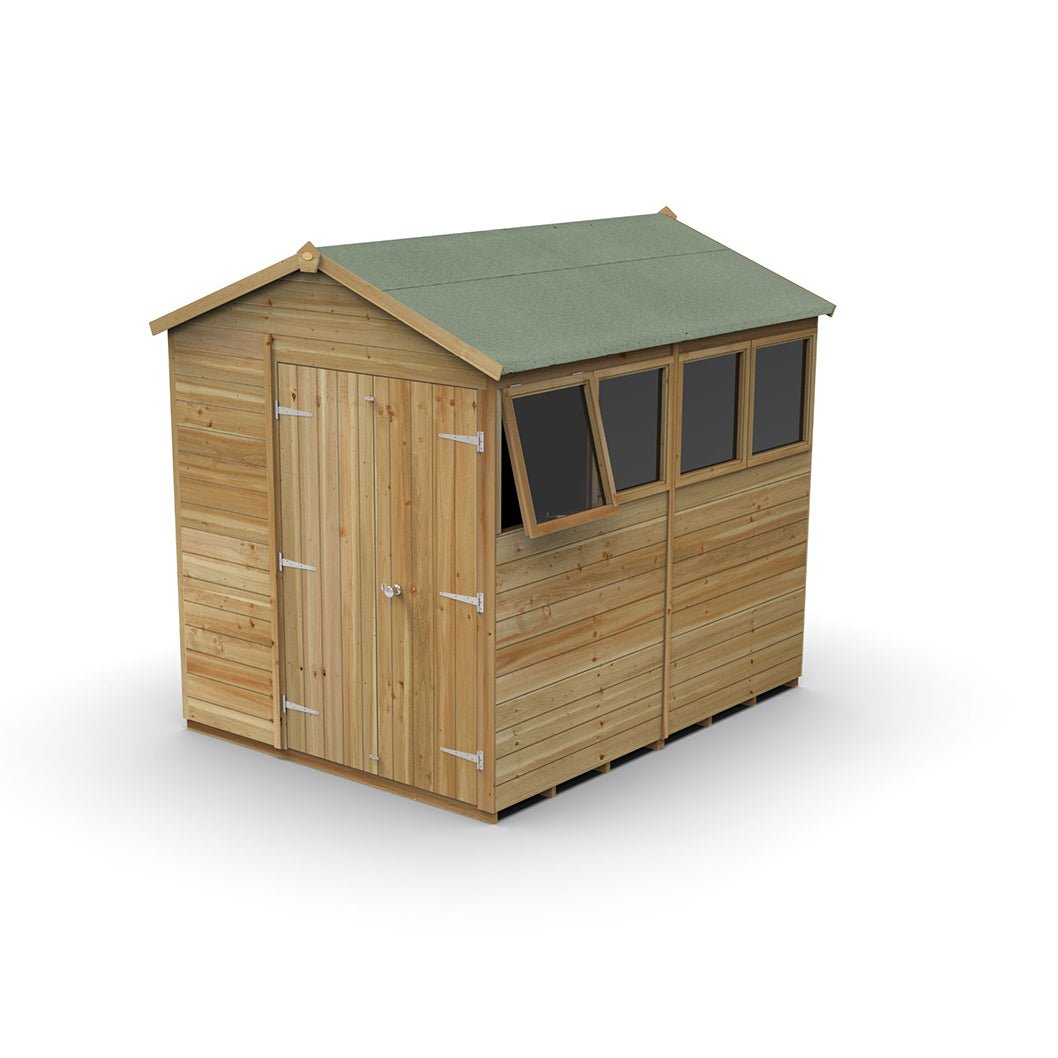 Forest Timberdale 6x8 Apex Shed - Double Door - 4 Windows - 1 Opening - JJ Building Materials