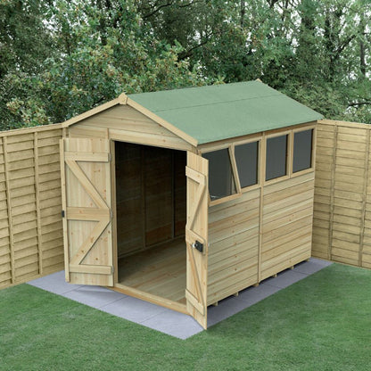 Forest Timberdale 6x8 Apex Shed - Double Door - 4 Windows - 1 Opening - JJ Building Materials