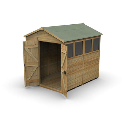Forest Timberdale 6x8 Apex Shed - Double Door - 4 Windows - 2 Opening - JJ Building Materials