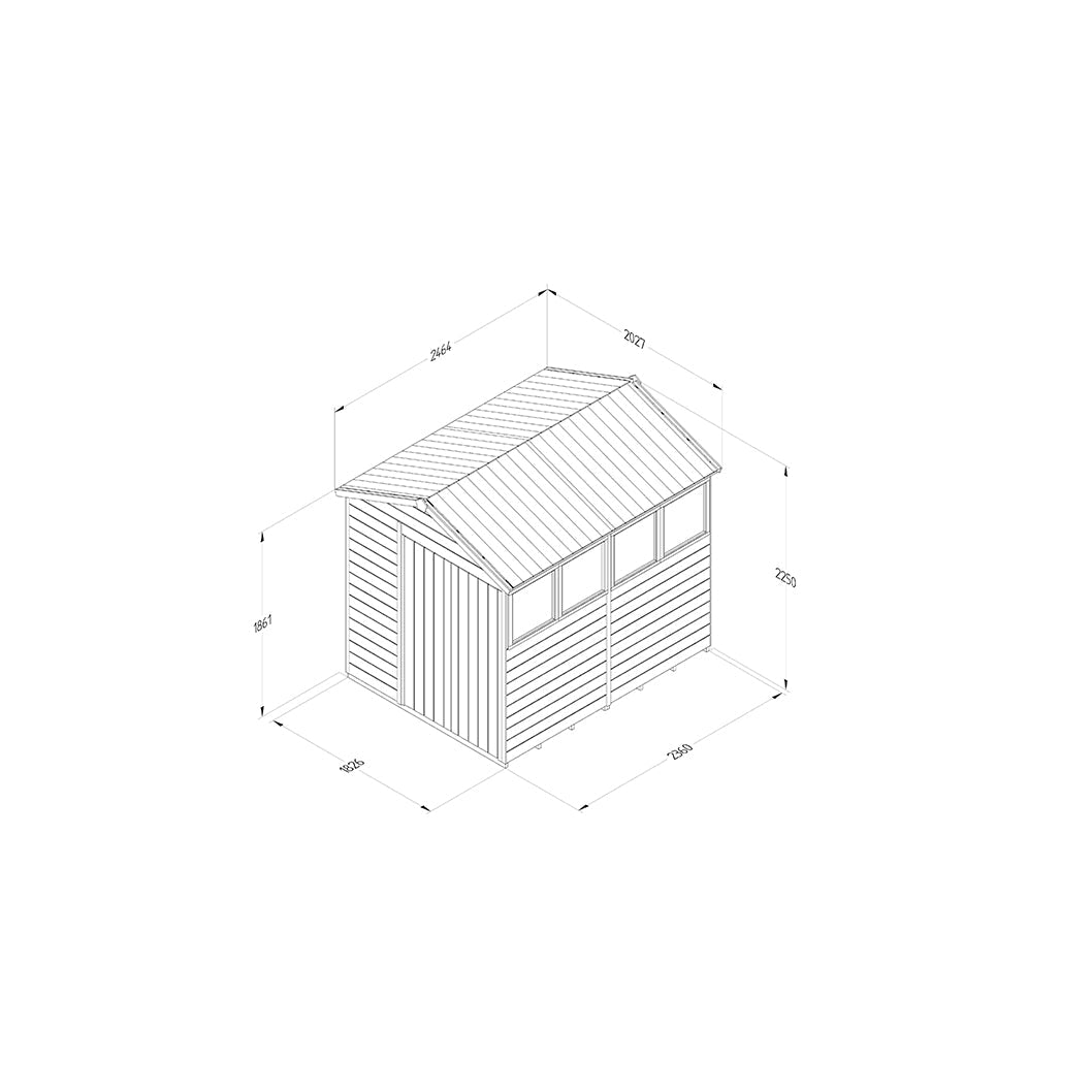 Forest Timberdale 6x8 Apex Shed - Double Door - 4 Windows - 2 Opening - JJ Building Materials