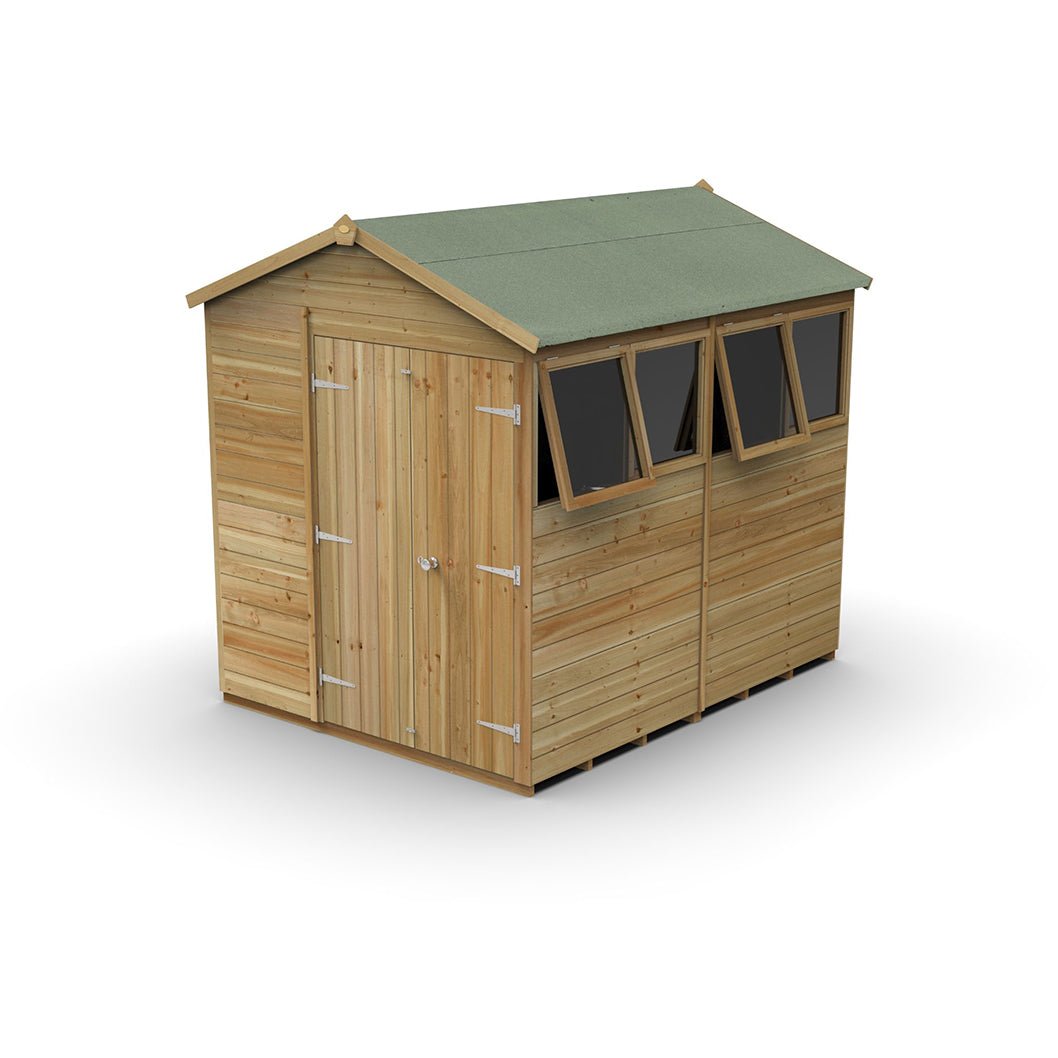 Forest Timberdale 6x8 Apex Shed - Double Door - 4 Windows - 2 Opening - JJ Building Materials