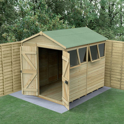 Forest Timberdale 6x8 Apex Shed - Double Door - 4 Windows - 2 Opening - JJ Building Materials