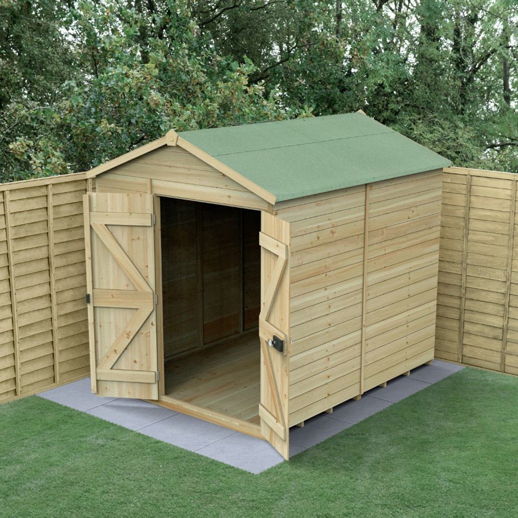 Forest Timberdale 6x8 Apex Shed - Double Door - No Windows - JJ Building Materials