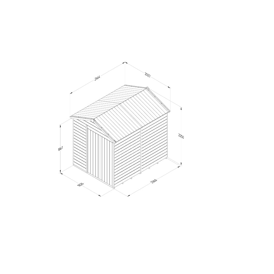 Forest Timberdale 6x8 Apex Shed - Double Door - No Windows - JJ Building Materials