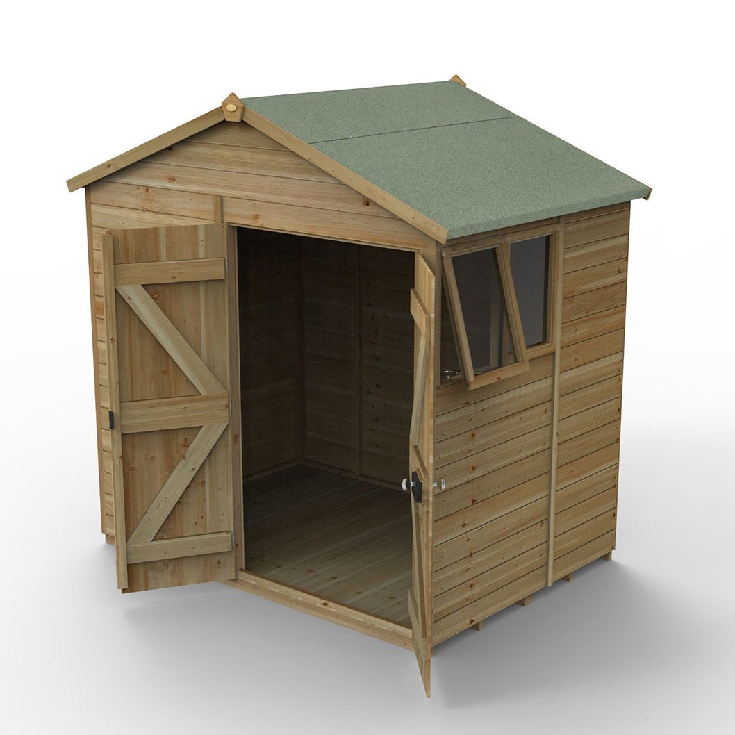 Forest Timberdale 7x5 Apex Shed - Double Door - 2 Windows - 1 Opening - JJ Building Materials