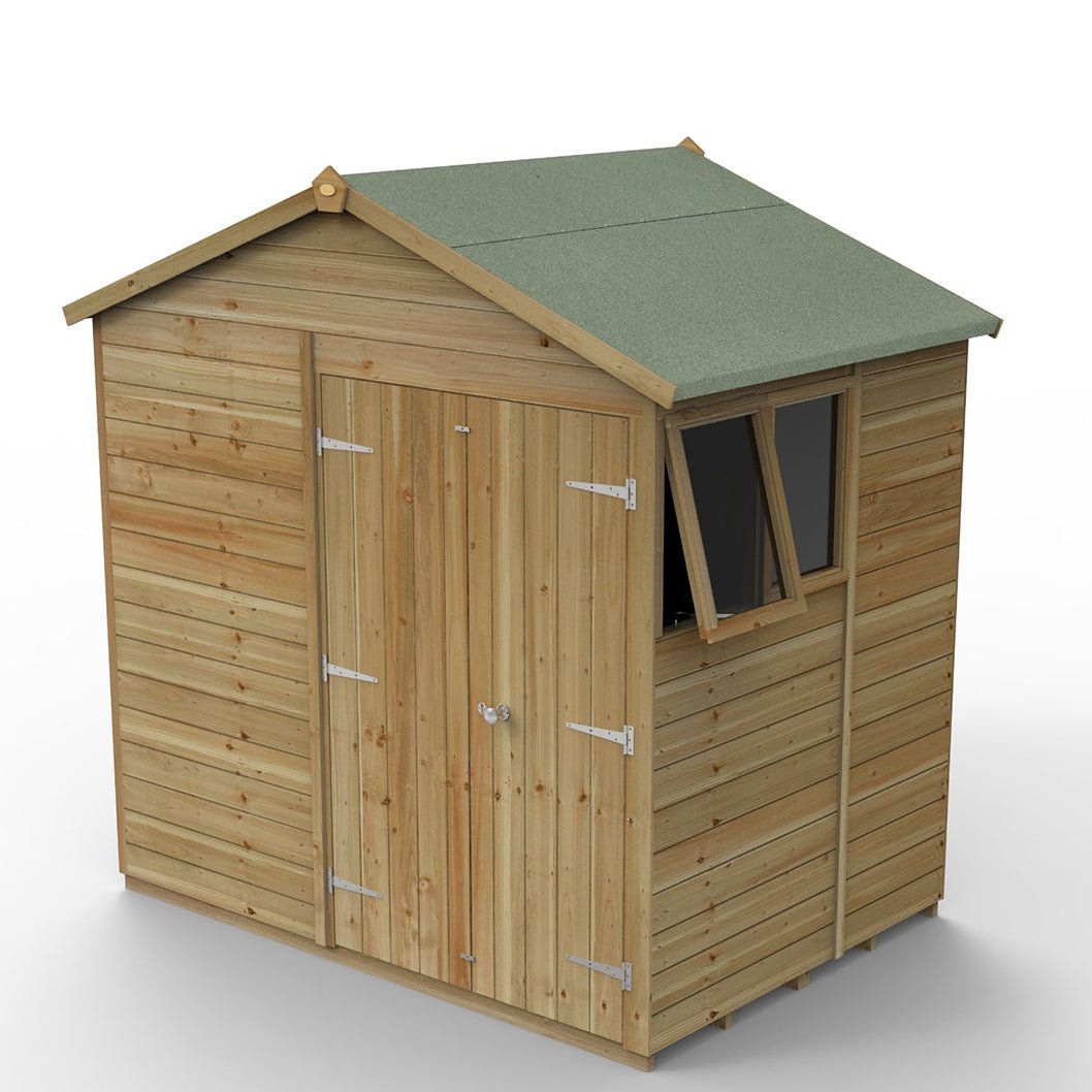 Forest Timberdale 7x5 Apex Shed - Double Door - 2 Windows - 1 Opening - JJ Building Materials