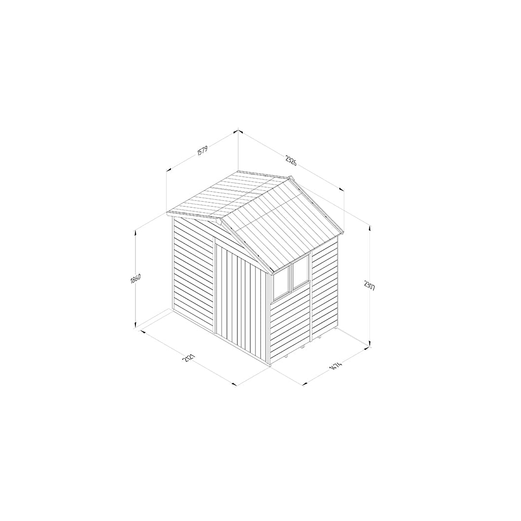 Forest Timberdale 7x5 Apex Shed - Double Door - 2 Windows - 1 Opening - JJ Building Materials