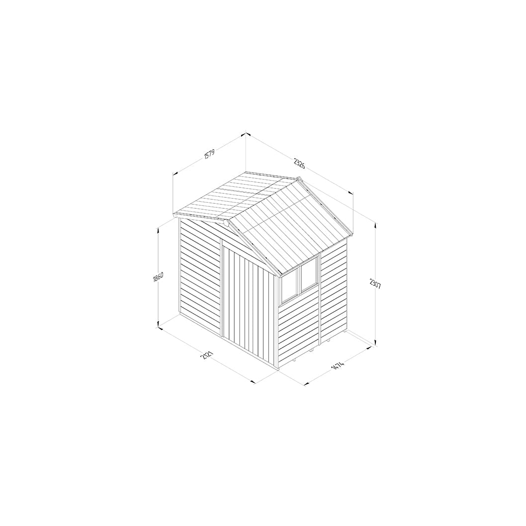Forest Timberdale 7x5 Apex Shed - Double Door - 2 Windows - 2 Opening - JJ Building Materials