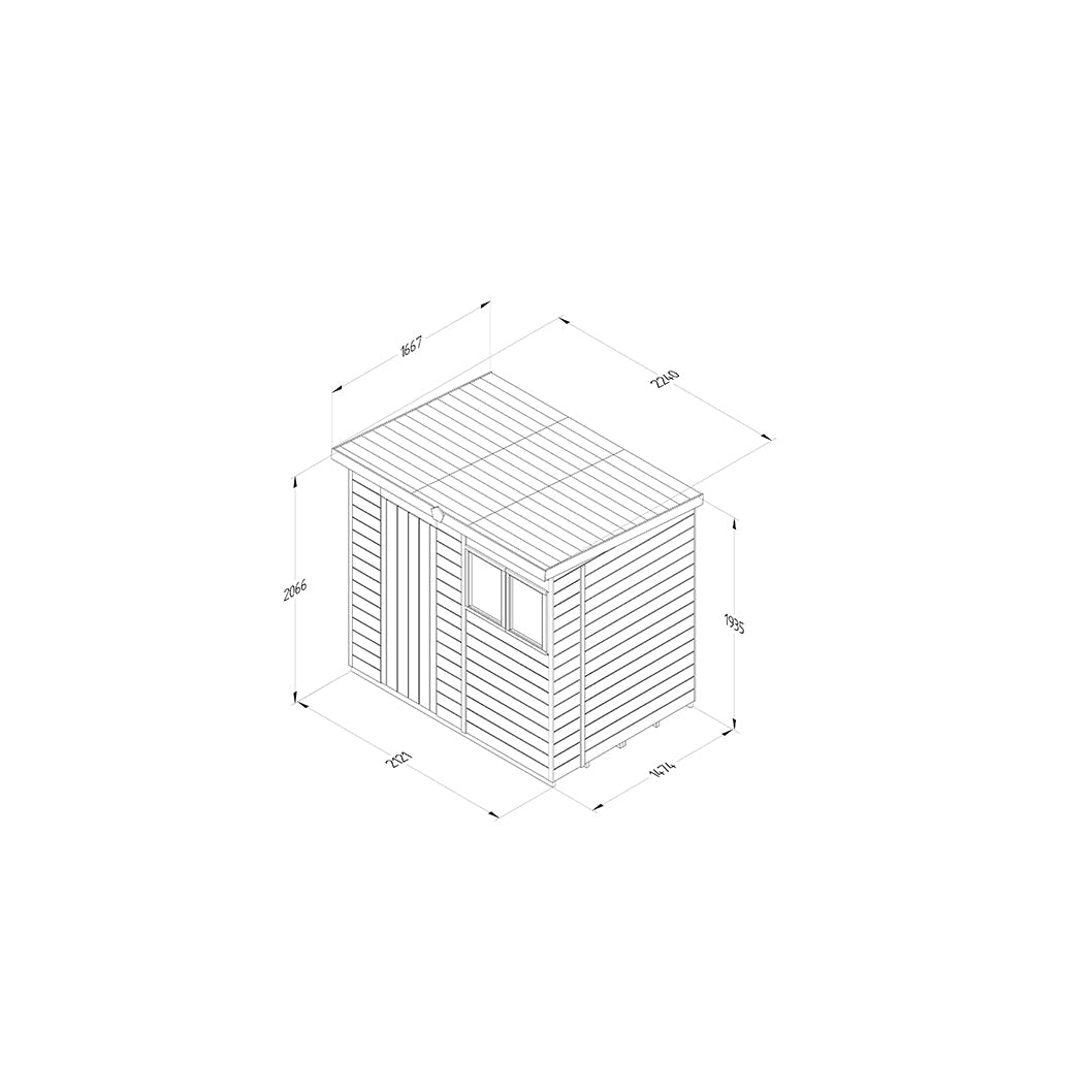 Forest Timberdale 7x5 Pent Shed - 2 Window - 2 Opening - JJ Building Materials