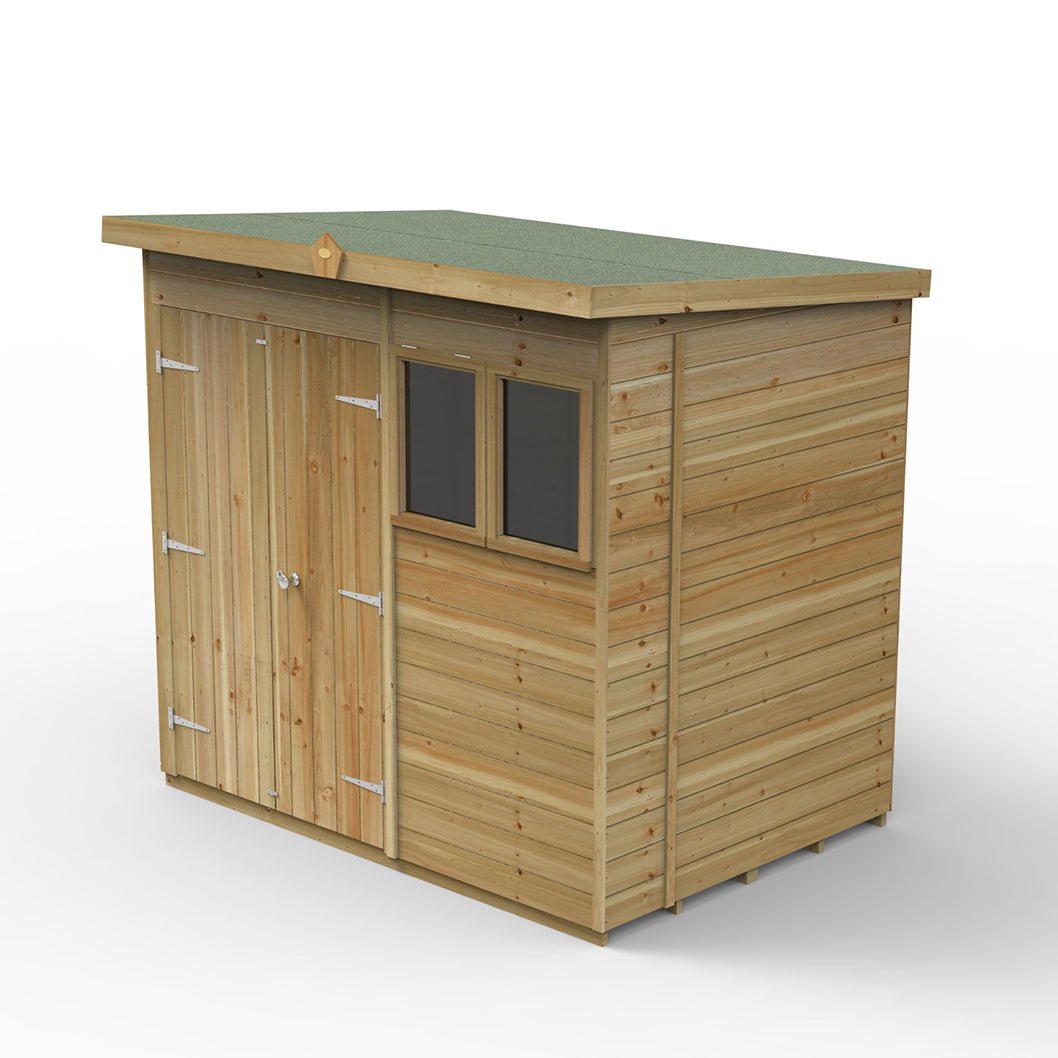 Forest Timberdale 7x5 Pent Shed - Double Door - 2 Window - 1 Opening - JJ Building Materials