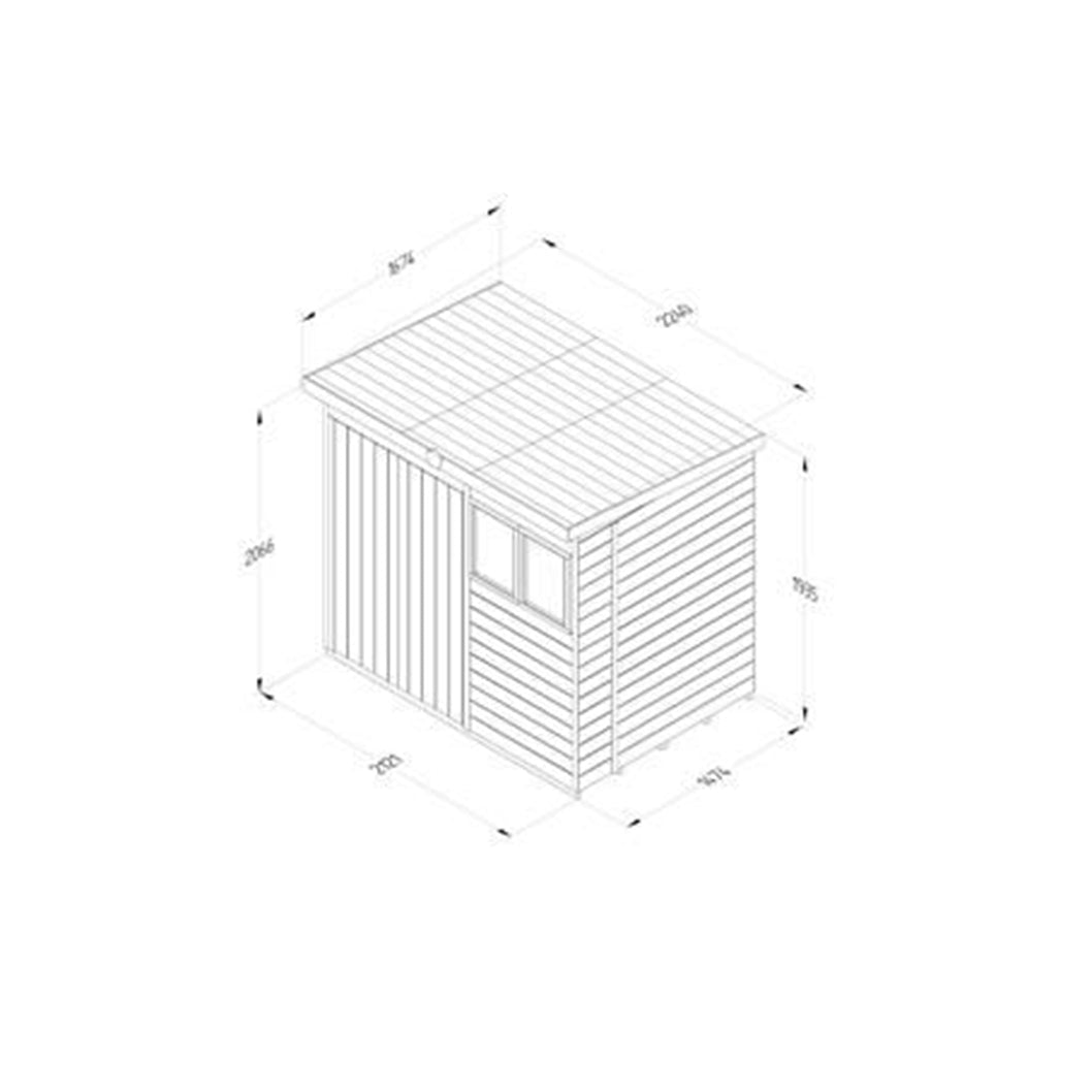 Forest Timberdale 7x5 Pent Shed - Double Door - 2 Window - 1 Opening - JJ Building Materials
