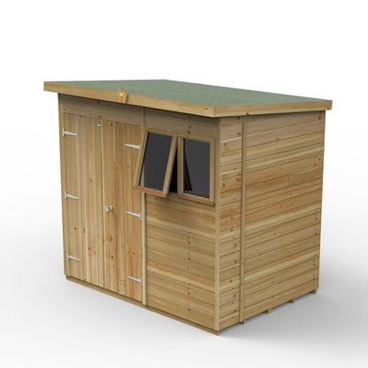 Forest Timberdale 7x5 Pent Shed - Double Door - 2 Window - 1 Opening - JJ Building Materials
