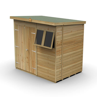 Forest Timberdale 7x5 Pent Shed - Double Door - 2 Window - 2 Opening - JJ Building Materials
