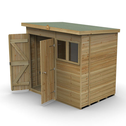 Forest Timberdale 7x5 Pent Shed - Double Door - 2 Window - 2 Opening - JJ Building Materials