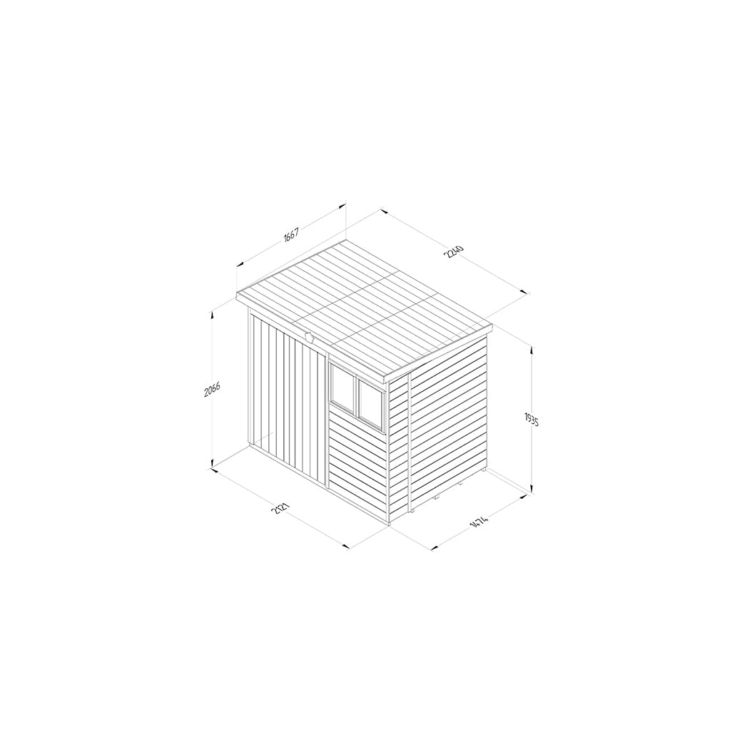 Forest Timberdale 7x5 Pent Shed - Double Door - 2 Window - 2 Opening - JJ Building Materials