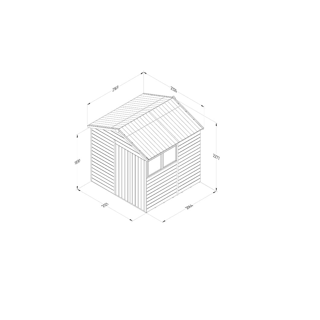 Forest Timberdale 7x7 Apex Shed - Double Door - 2 Windows - 1 Opening - JJ Building Materials
